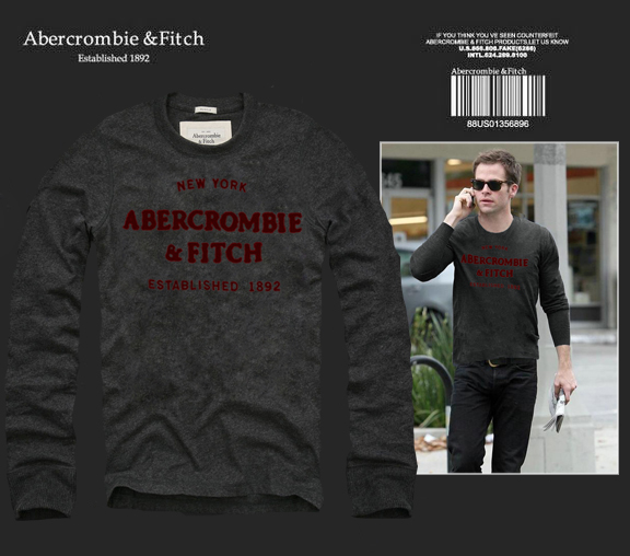 Abercrombie Fitch Hombres De Cuello Redondo Con Gente Fotos Largo Remera AF6038